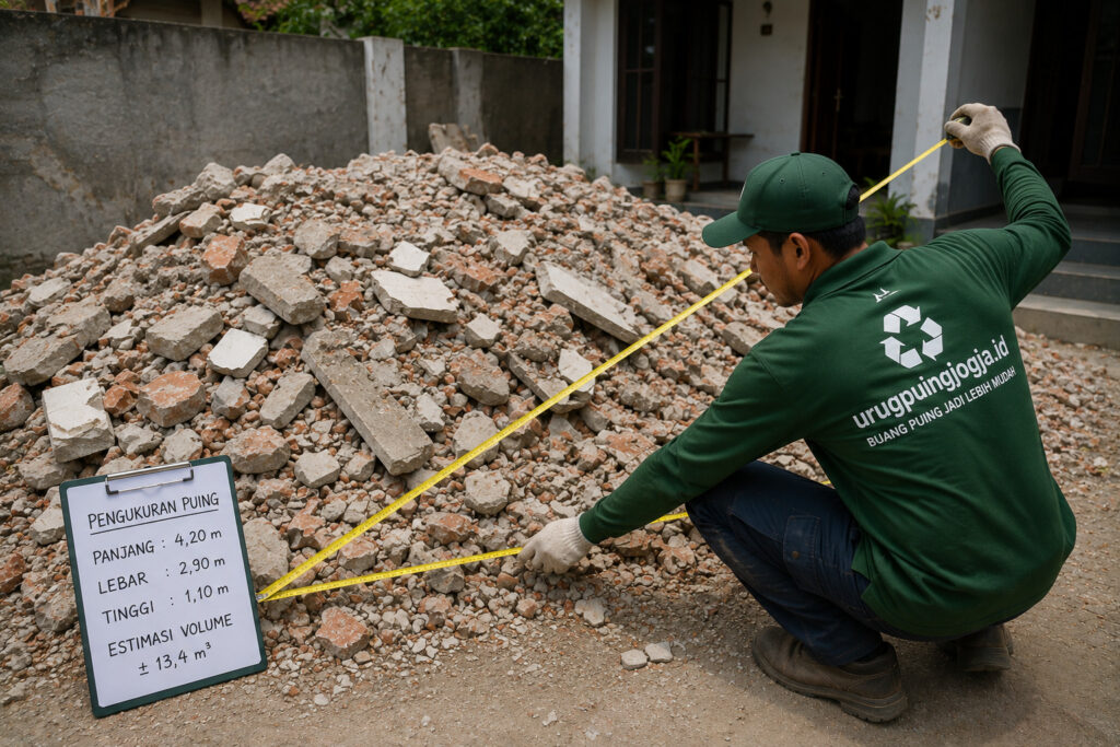 Cara menghitung volume puing renovasi rumah sebelum menentukan kebutuhan dump truck.