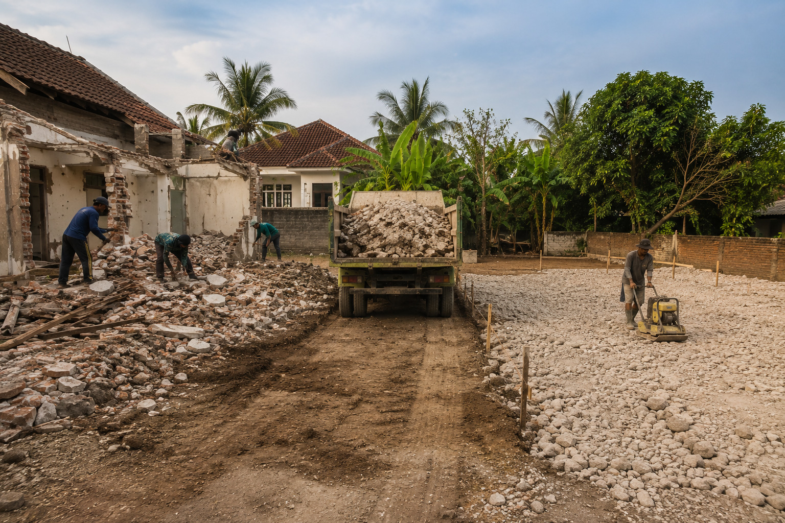 Proses lengkap renovasi rumah di Jogja: bongkar bangunan, buang puing, hingga urug tanah oleh UrugPuingJogja.id